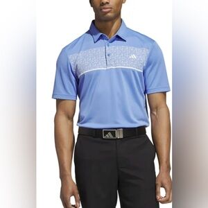 NWT Adidas Men's Sky Blue Patterned Polo Golf Shirt S
